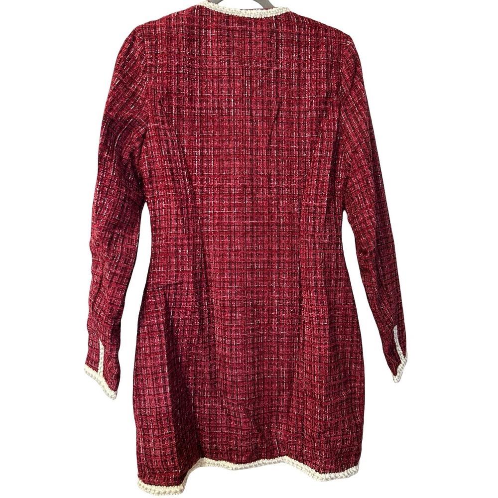 NWT Pearl Trim Mini Dress Wine Sz S Fashion Nova - Picture 4 of 6